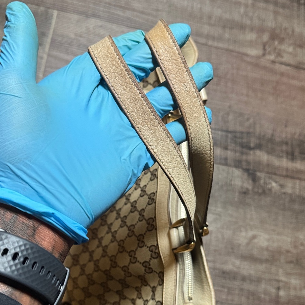 Gucci GG Canvas Leather Beige and Brown Monogram Tote Bag - Picture 9 of 16